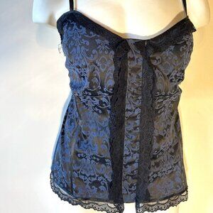 Lane Bryant SZ26 Brocade Vintage Black Print corset top Whimsigoth  Dark Romance